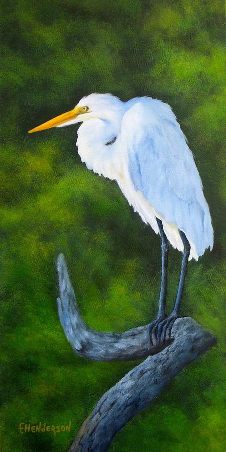Egret Painting - Snowy Egret by Francine Henderson Egret Painting - Snowy Egret by Francine Henderson