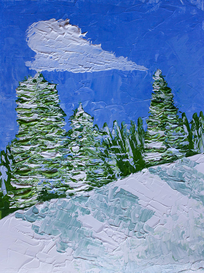 Abstract Painting - Snowy Pines by Heidi Smith