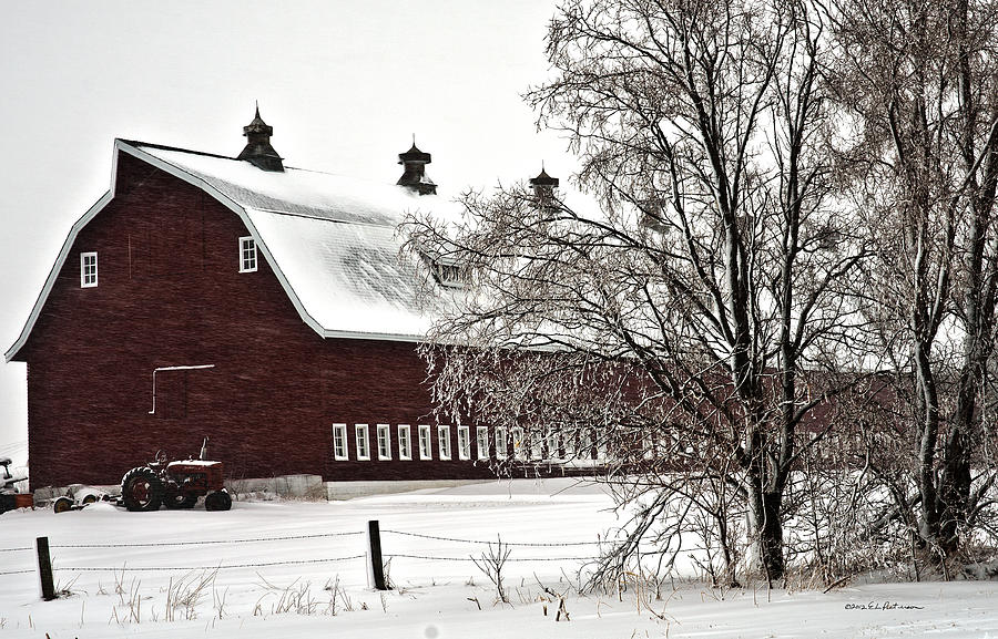 Snowy Red Barn Photograph by Ed Peterson