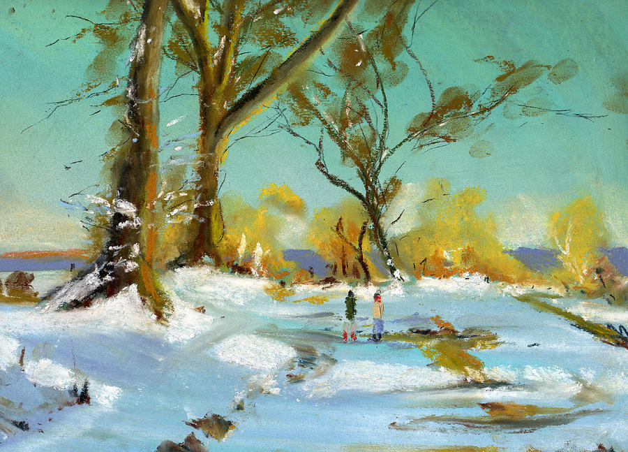 Snowy Scene Pastel by Paul Mitchell