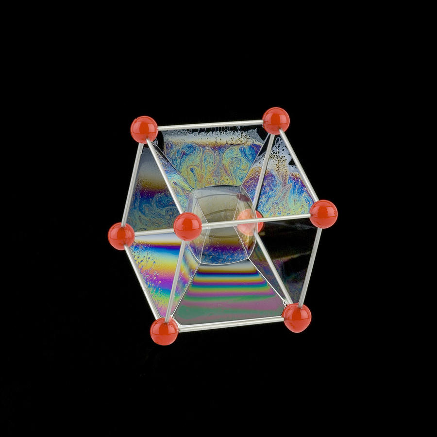 Cube Photograph - Soap Bubbles On A Cubic Frame by Paul Rapson