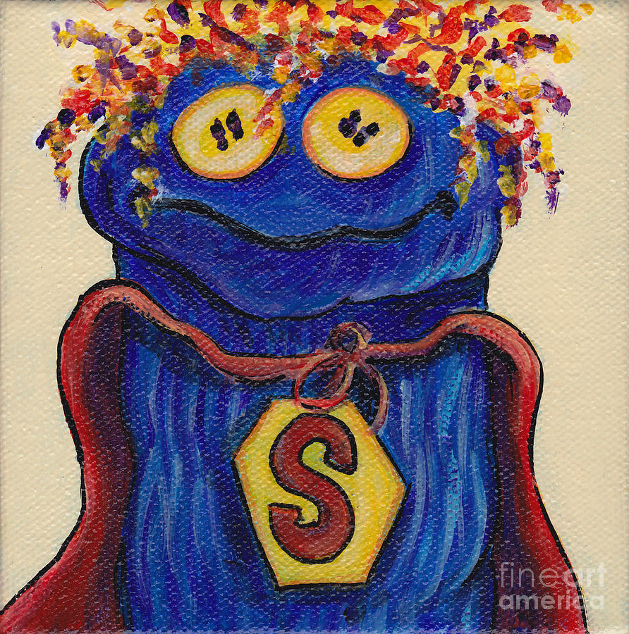 Sock Puppet Superman Painting by Robin Wiesneth