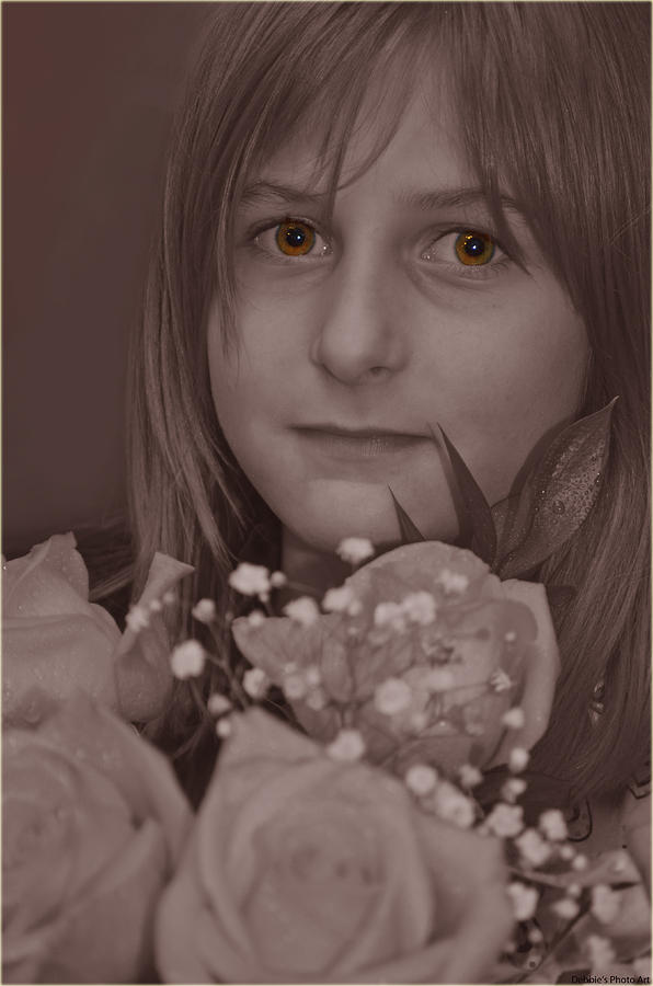 Flower Photograph - Soft sepia girl with flowers by Debbie Portwood