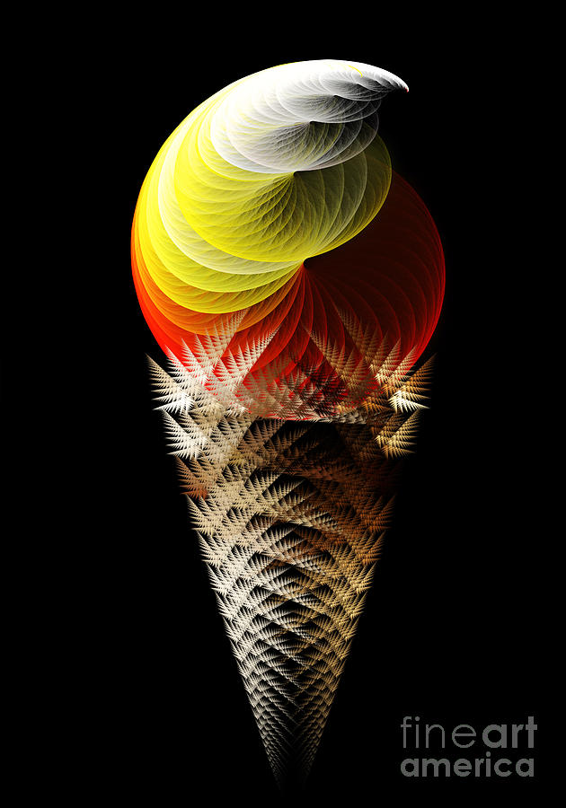 Fractal Digital Art - Soft Serve Ice Cream Citrus Swirl by Andee Design