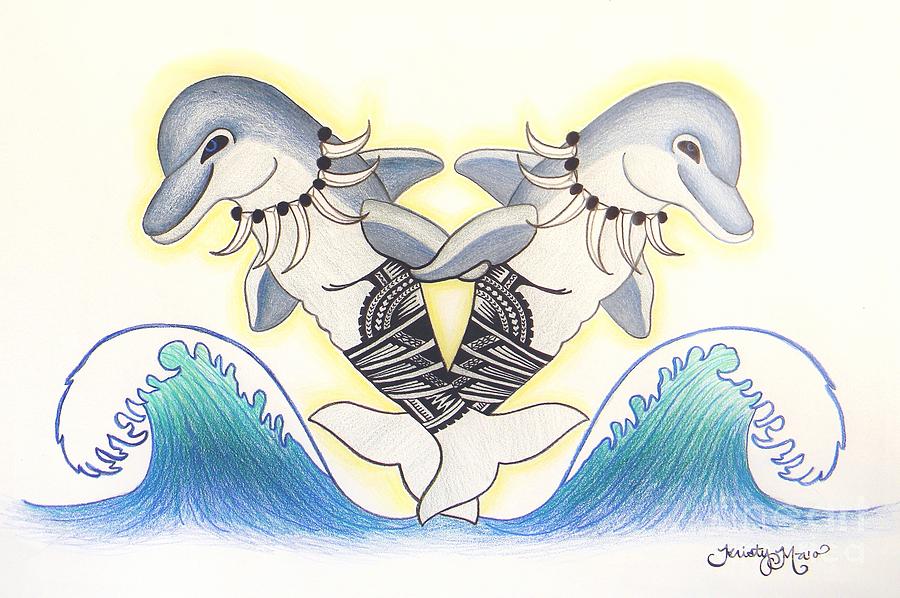 Dolphin Drawing - Sogaimiti Dolphins by Kristy Mao