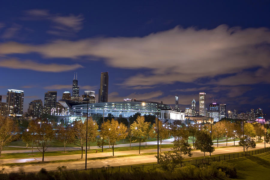 Chicago Photograph - Soldier Field and Chicago Skyline by Mike Thompson