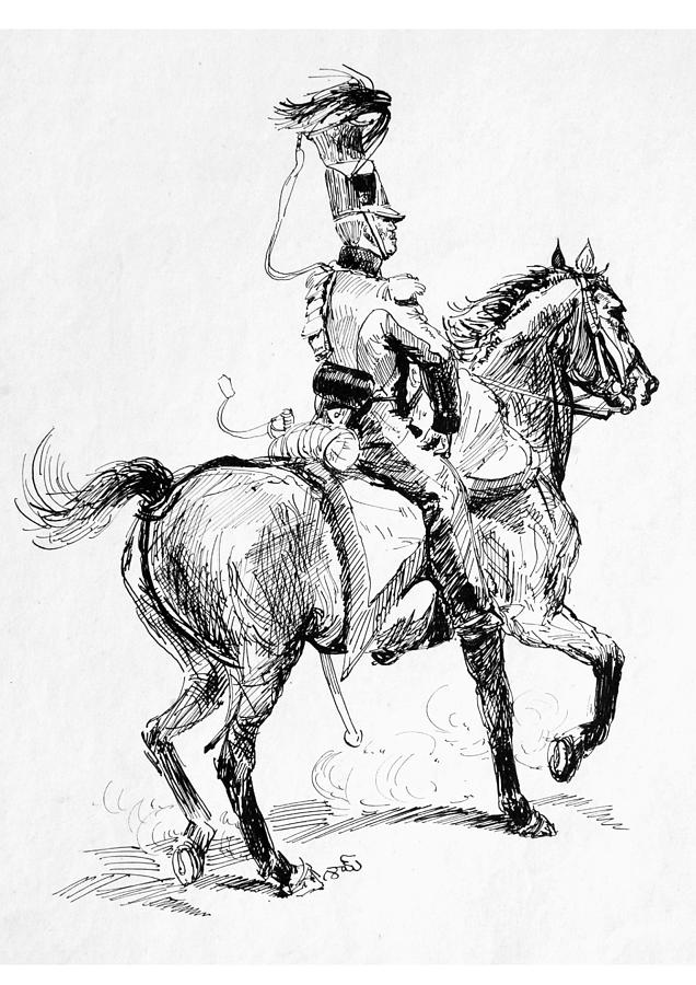 Horse Drawing - Soldier On Horse by Johnson Moya