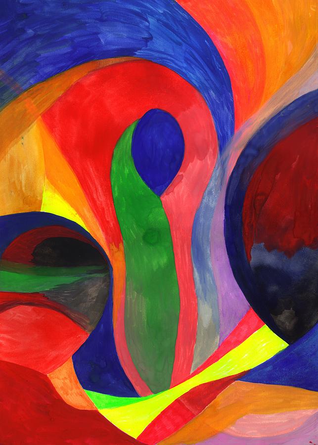 Colorful Painting - Solitude in the Crowd by Peter Shor Colorful Painting - Solitude in the Crowd by Peter Shor