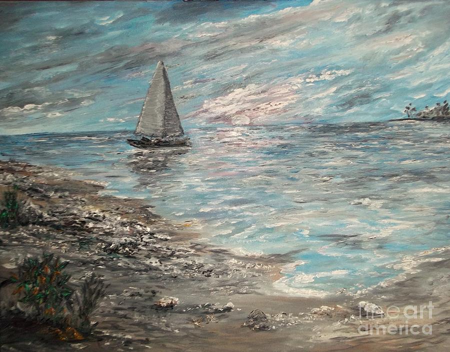Claude Monet Painting - Solitude Sail for Shells by Rhonda Lee