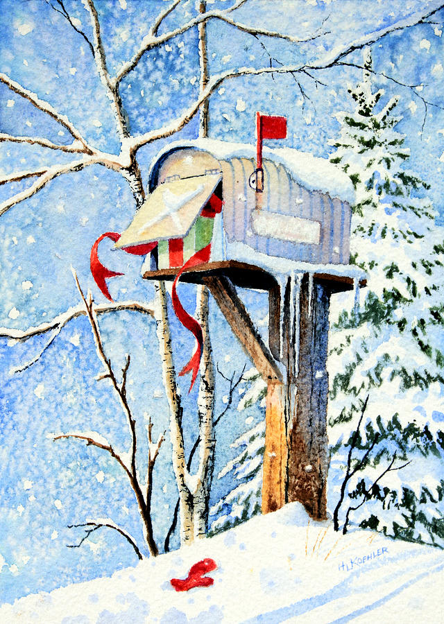 Personalized Christmas Cards Painting - Somebody Was Snooping by Hanne Lore Koehler