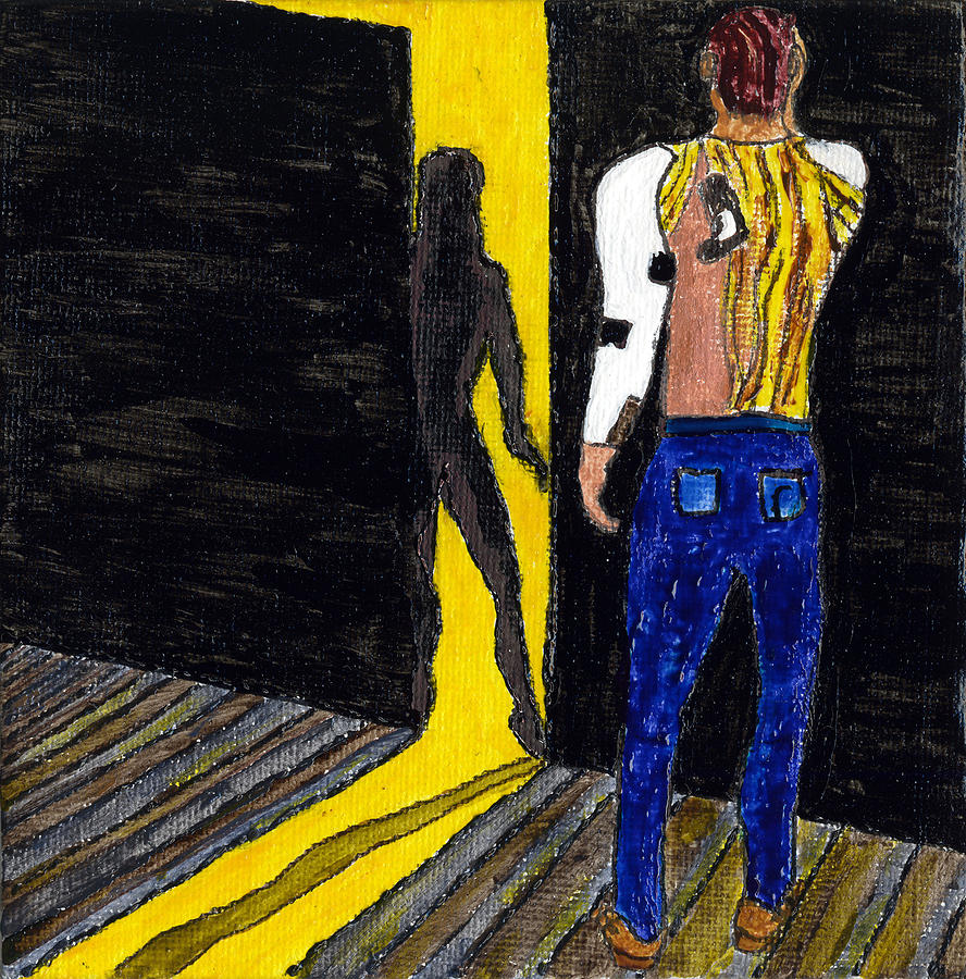Door Painting - Someone at the Door by Phil Strang