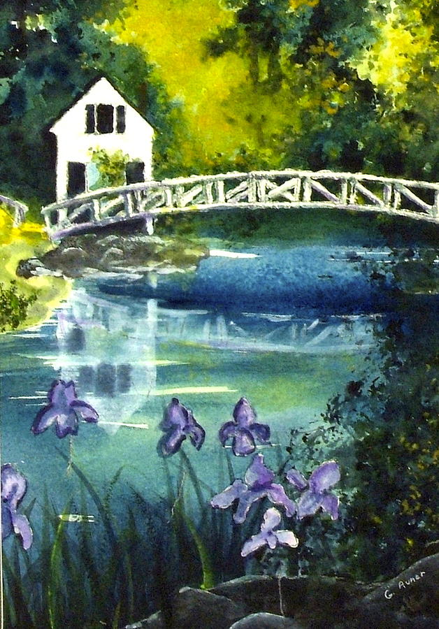 Somesville Bridge Reflections Painting by Gloria Avner