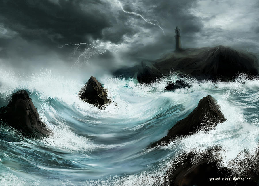 Song Of Storms And Lighthouse Digital Art by Arin Rajawali
