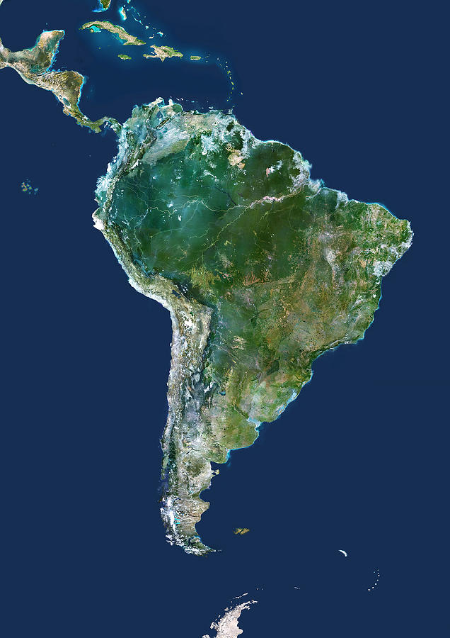 South America, Satellite Image Photograph by Planetobserver - Pixels