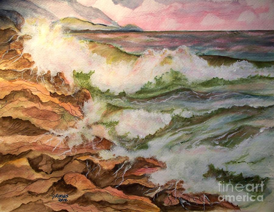 Sunset Painting - South Jetty by Carol Grimes