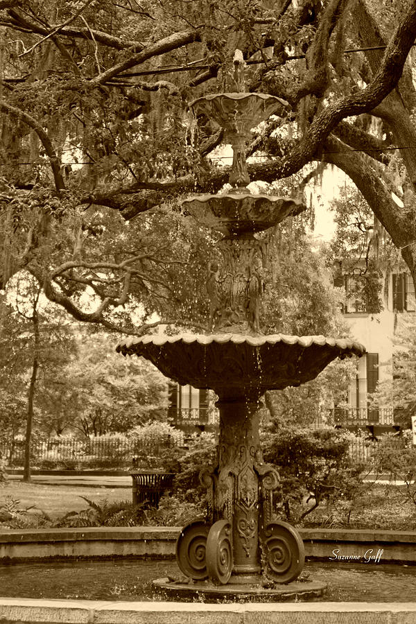Southern Fountain II in sepia Photograph by Suzanne Gaff