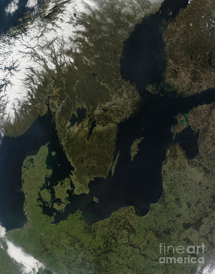 Space Photograph - Southern Scandinavia by Stocktrek Images