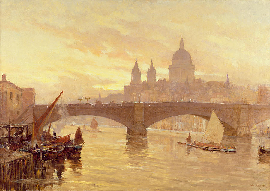 Southwark Bridge Painting by Herbert Menzies Marshall