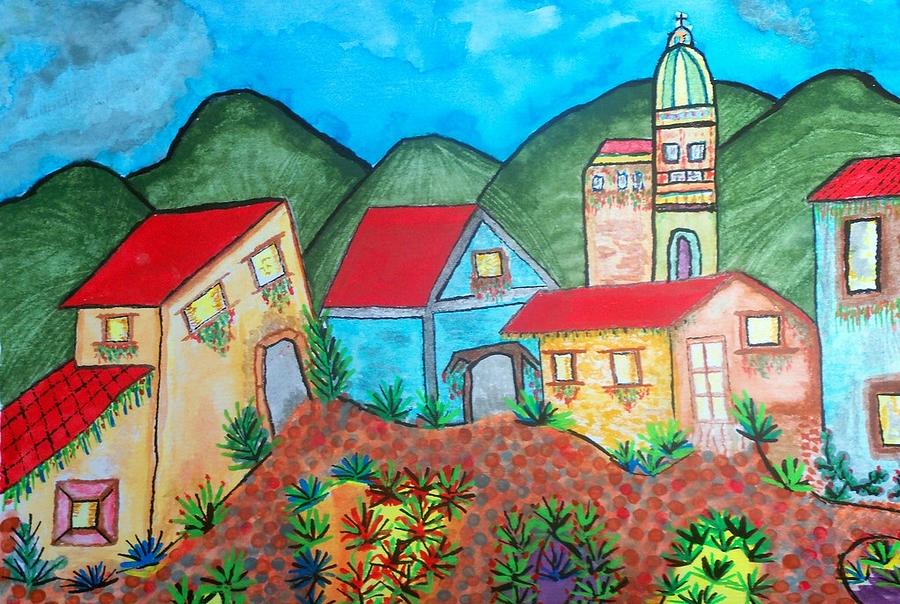 Southwest Village Painting by Connie Valasco