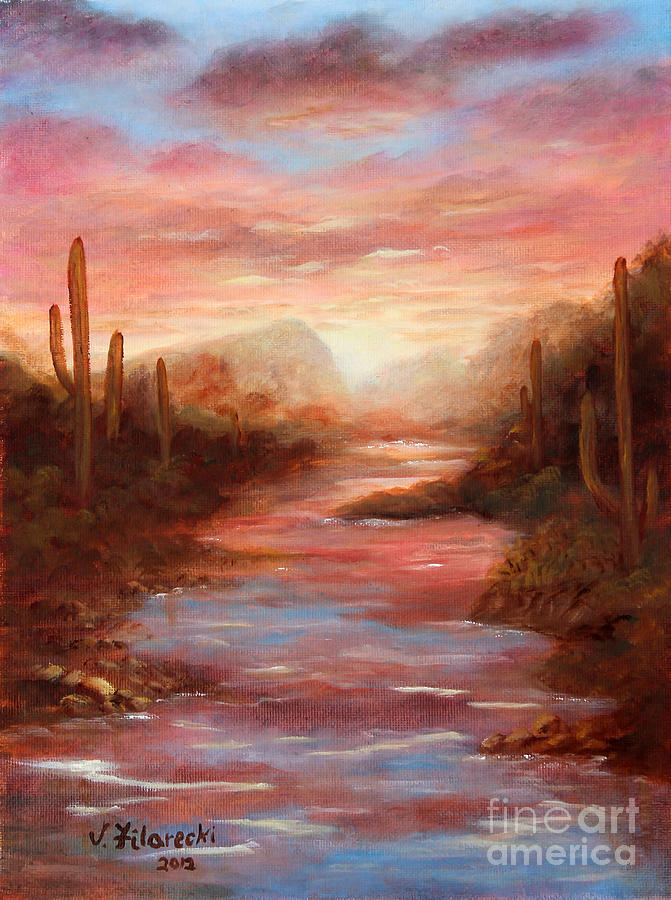 Southwestern Art Sunrise After The Rain Painting by Judy Filarecki