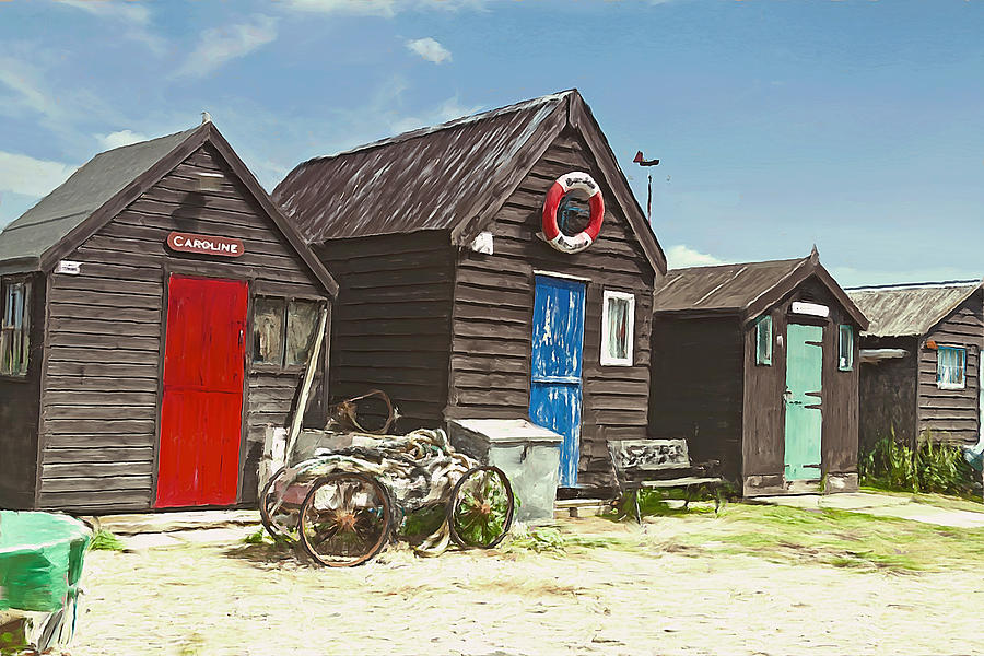Southwold fishing huts Digital Art by Ian Merton