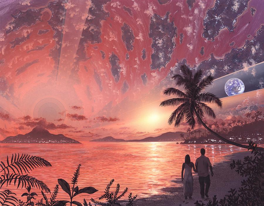 Space Photograph - Space Colony Holiday Islands, Artwork by Richard Bizley