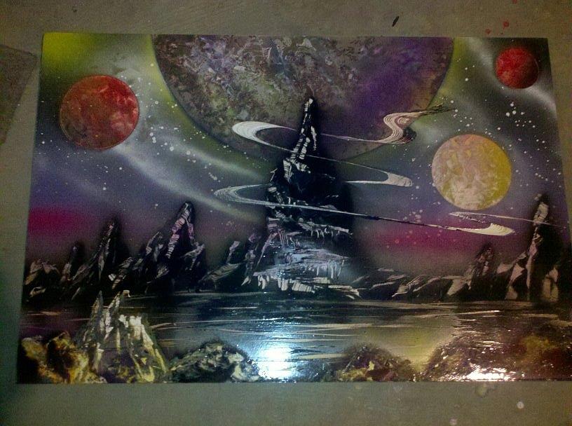 Land Scape Painting - Space Mountains by Jason Waterhouse