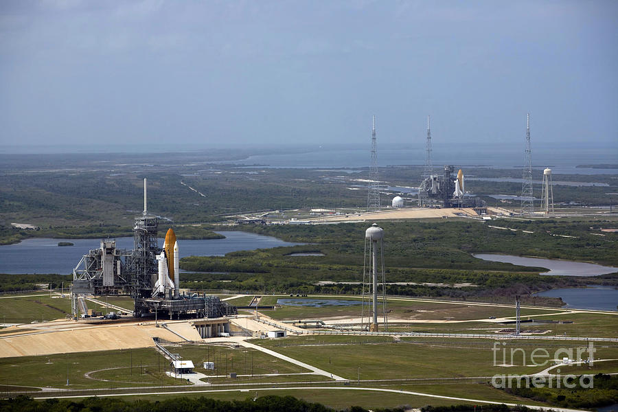 Space Photograph - Space Shuttle Atlantis On Launch Pad by Stocktrek Images