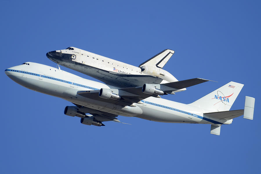 Space Photograph - Space Shuttle Endeavour Departing Edwards AFB September 21 2012 by Brian Lockett