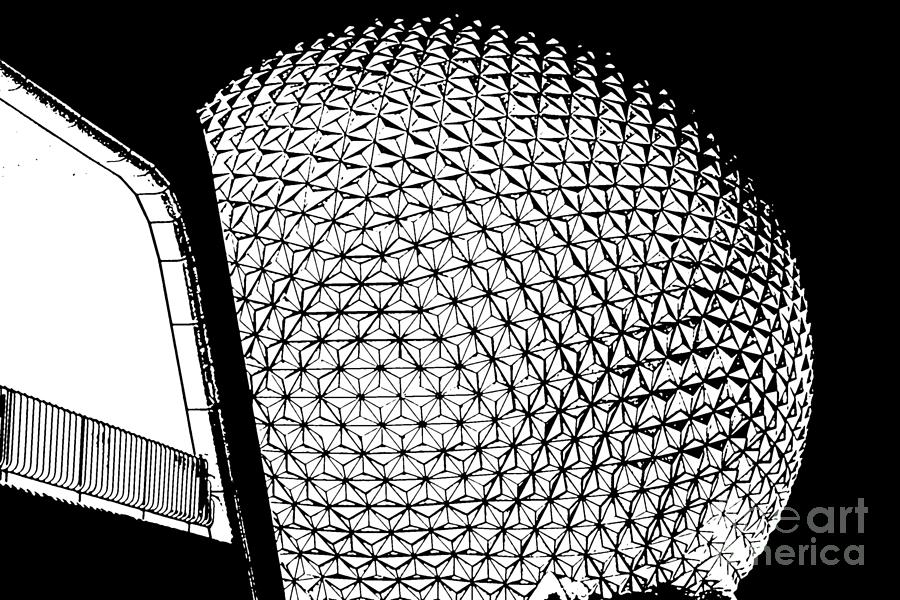 Spaceship Earth and Futuristic Walkway EPCOT Walt Disney World Prints Stamp Digital Art by Shawn OBrien