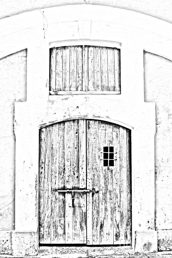 Spanish Fort Door Castillo San Felipe Del Morro San Juan Puerto Rico Prints Black and White Line Art Digital Art by Shawn OBrien