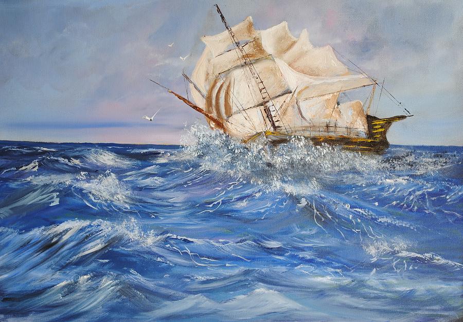 Ship Painting - Spanish Galleon by James Higgins