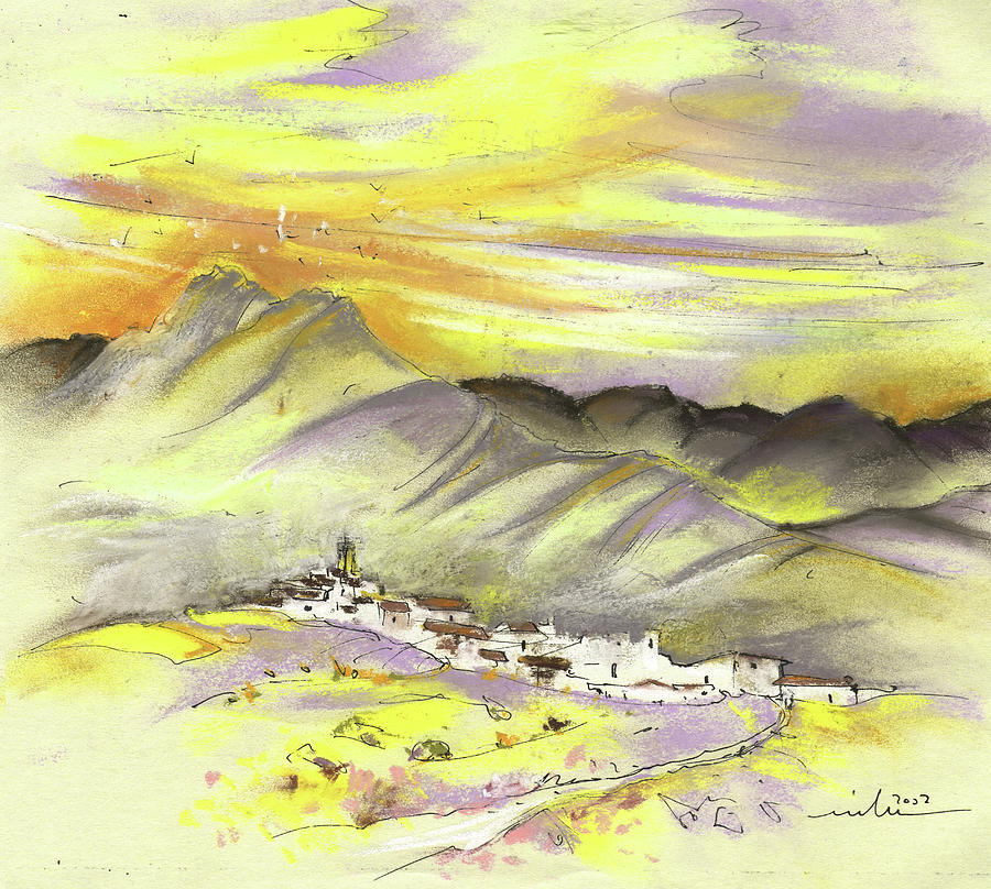 Spanish Mountain Village 01 Painting by Miki De Goodaboom