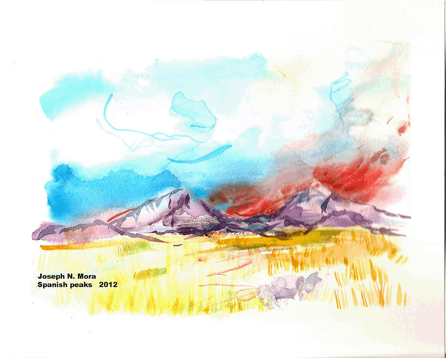 Spanish Peaks study Painting by Joseph Mora