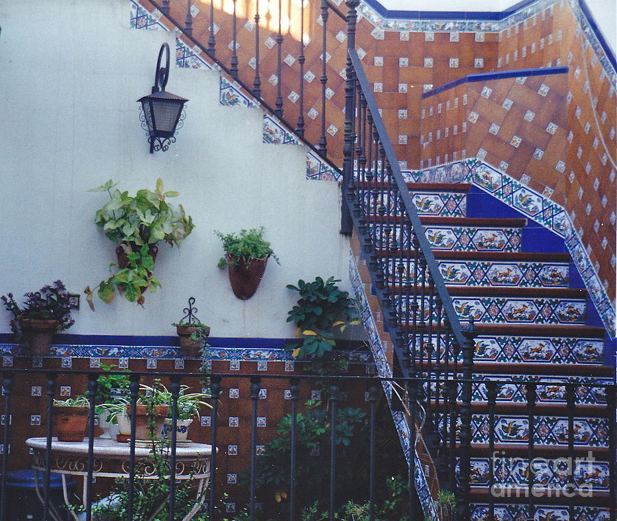 Spanish Tile Stairs Photograph by Barbara Plattenburg