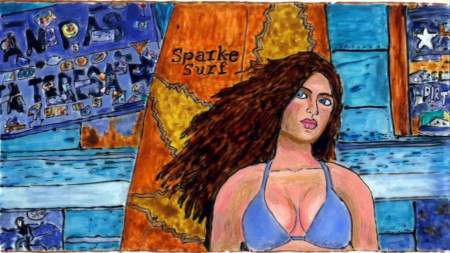 Spark-e Surf Painting by Phil Strang