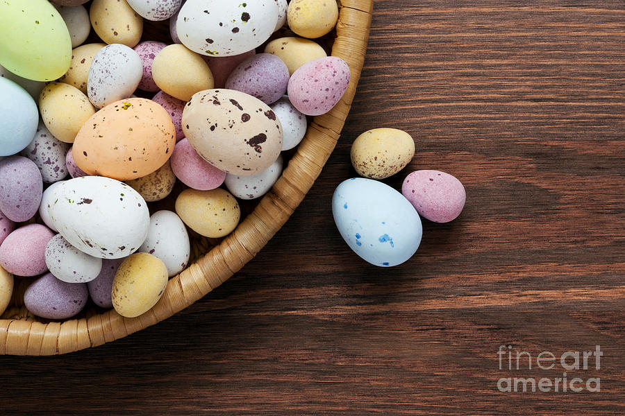 Easter Photograph - Speckled chocolate easter eggs in a basket  by Richard Thomas