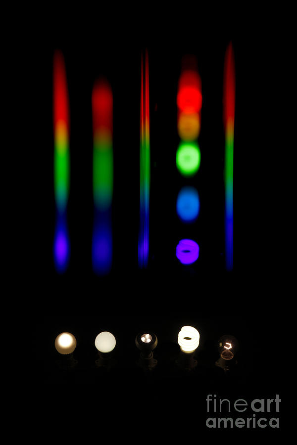 Atomic Photograph - Spectra Of Energy Efficient Lights by Ted Kinsman