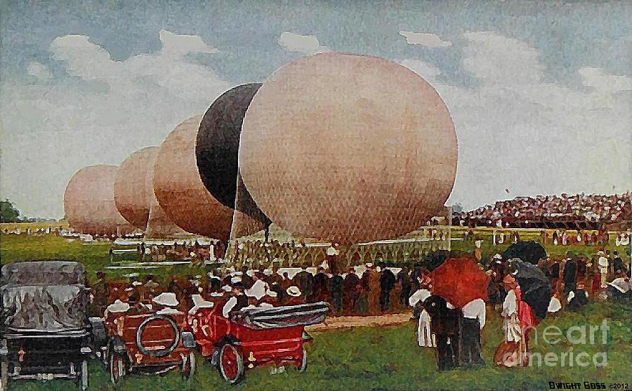Indianapolis In Painting - Speedway Baloon Race At Indianapolis In In 1911 by Dwight Goss