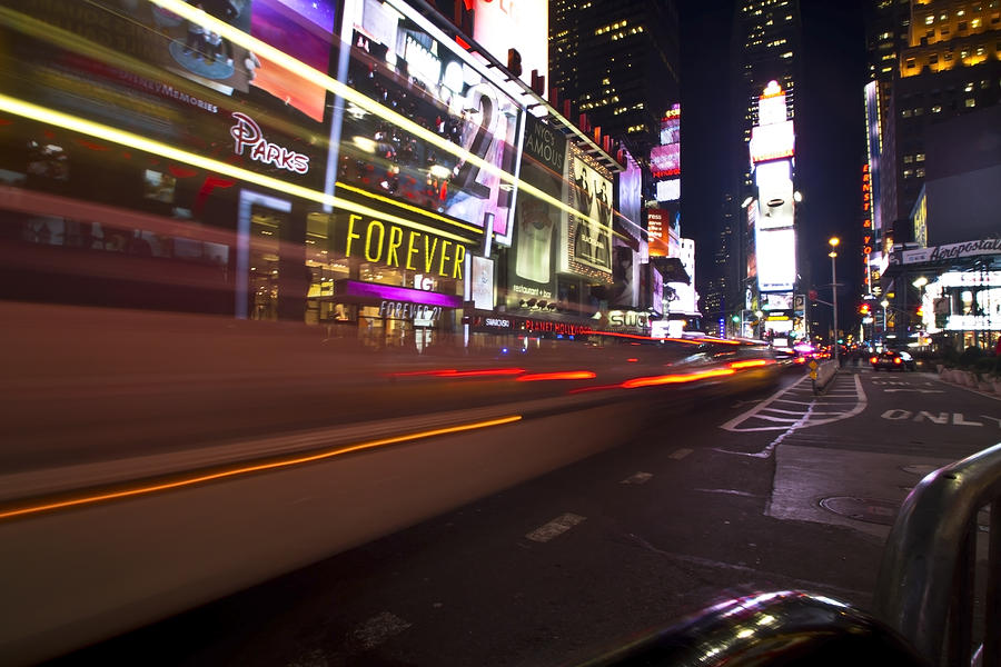 Speedy Buses in Times Square Photograph by Sven Brogren