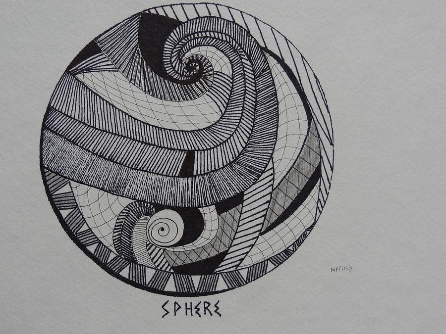 Geometric Painting - Sphere by Nancy Fillip