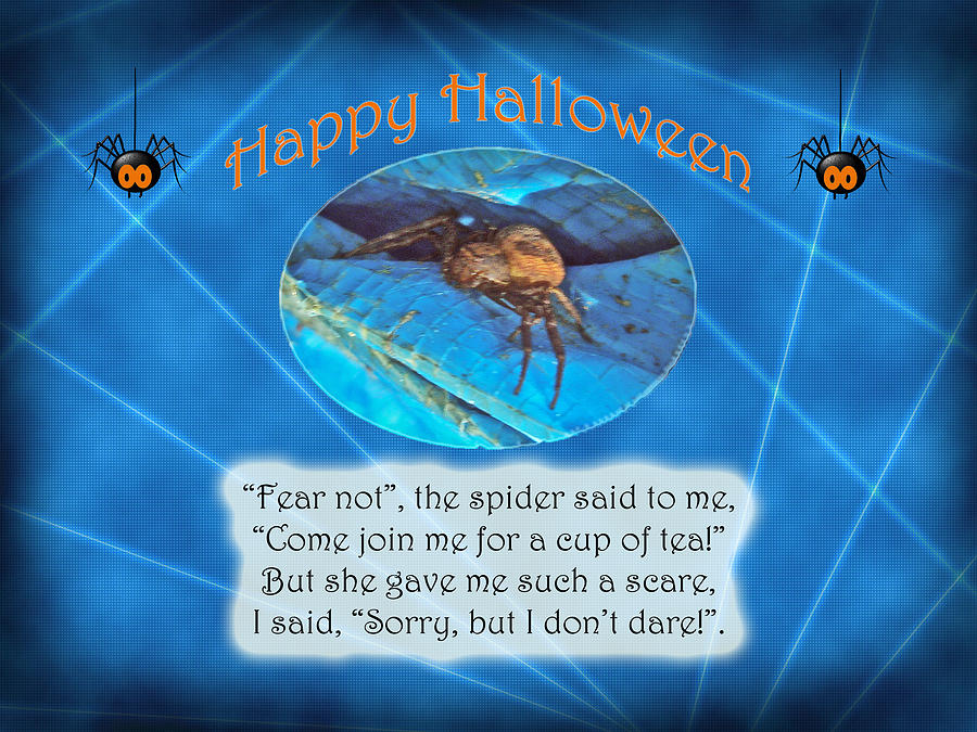 Spider Halloween Card with Original Poem Photograph by Carol Senske