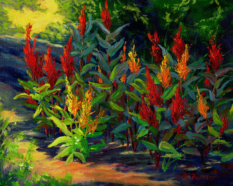 Spike Garden Flowers Painting by Elaine Farmer