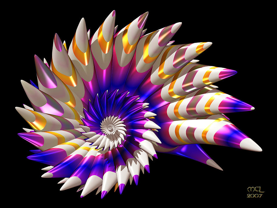Abstract Digital Art - Spiral Candy Shell by Manny Lorenzo