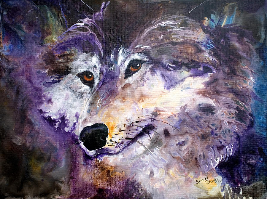 Wildlife Painting - Spirit Wolf by Sherry Shipley