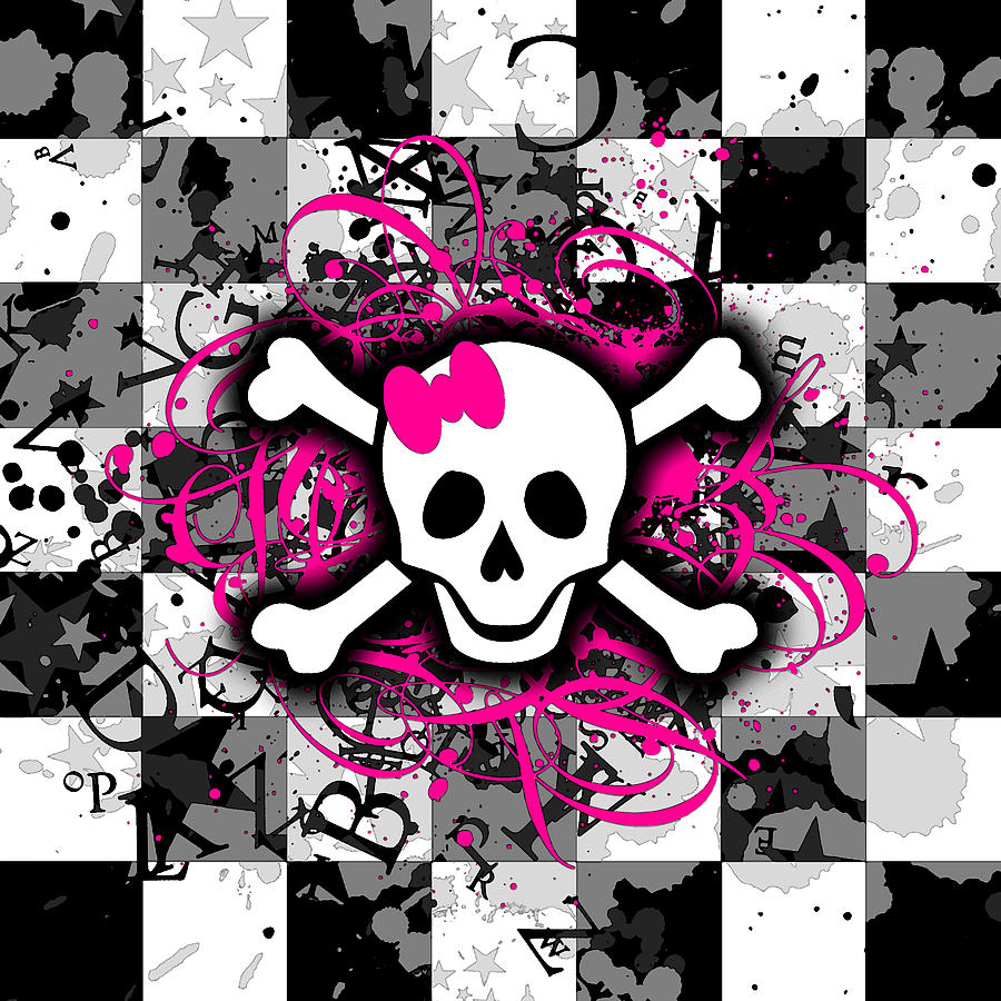 Splatter Girly Skull Digital Art by Roseanne Jones