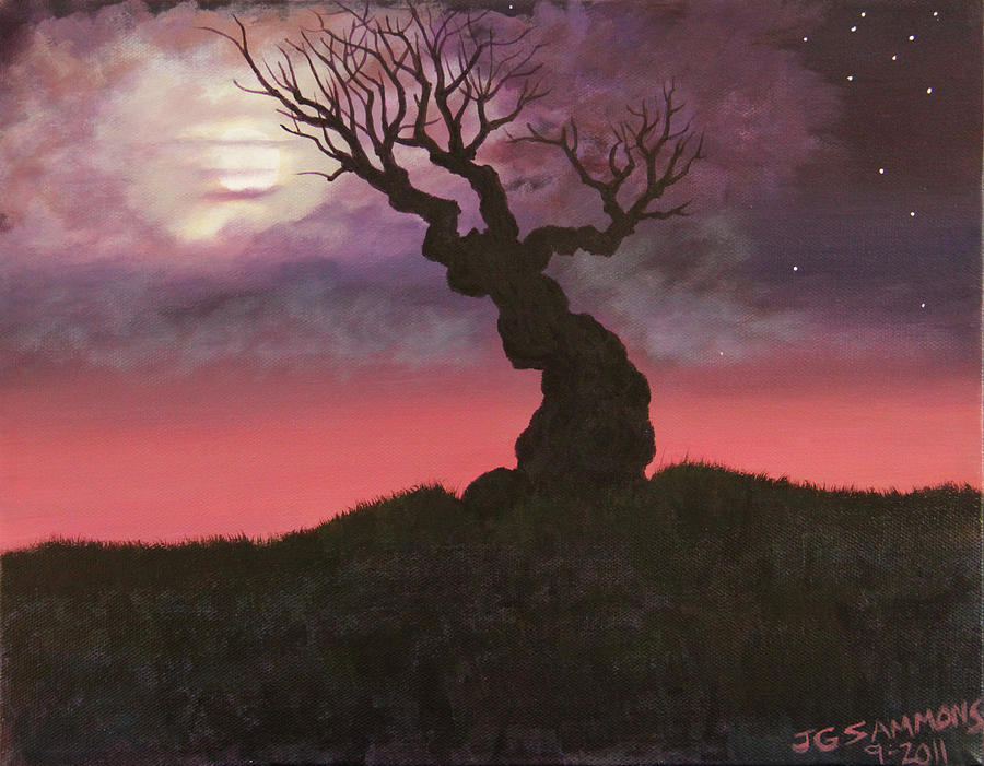 Spooky Tree Painting by Janet Greer Sammons
