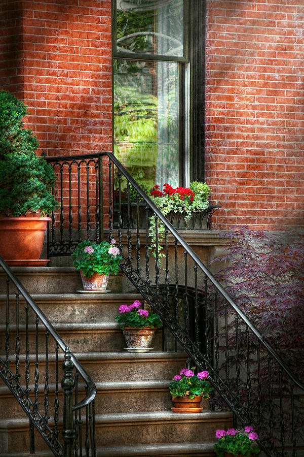 Spring - Porch - Hoboken in Spring Photograph by Mike Savad