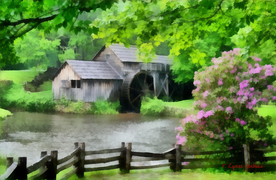 Spring at Mabry Mill Painting by Lynne Jenkins