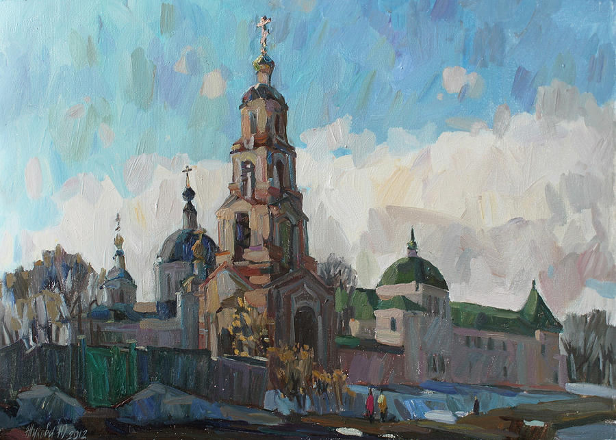 Spring at the walls of monastery Painting by Juliya Zhukova